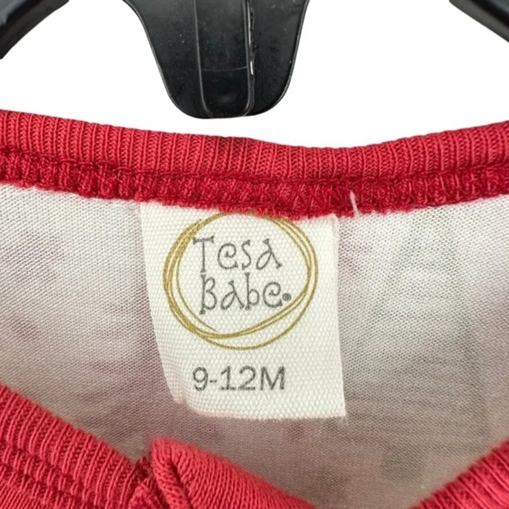 Tesa Babe Christmas Tree‎ Print Bamboo Ruffle Zipper Footed Pajamas 9-12M NWT